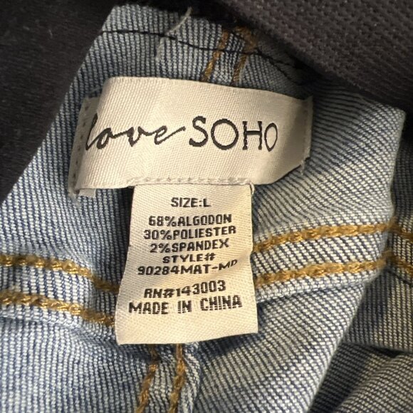 LOVE SOHO MATERNITY FULL PANEL STRETCHY BLUE JEANS SIZE L Medium Wash NWT - Picture 9 of 10